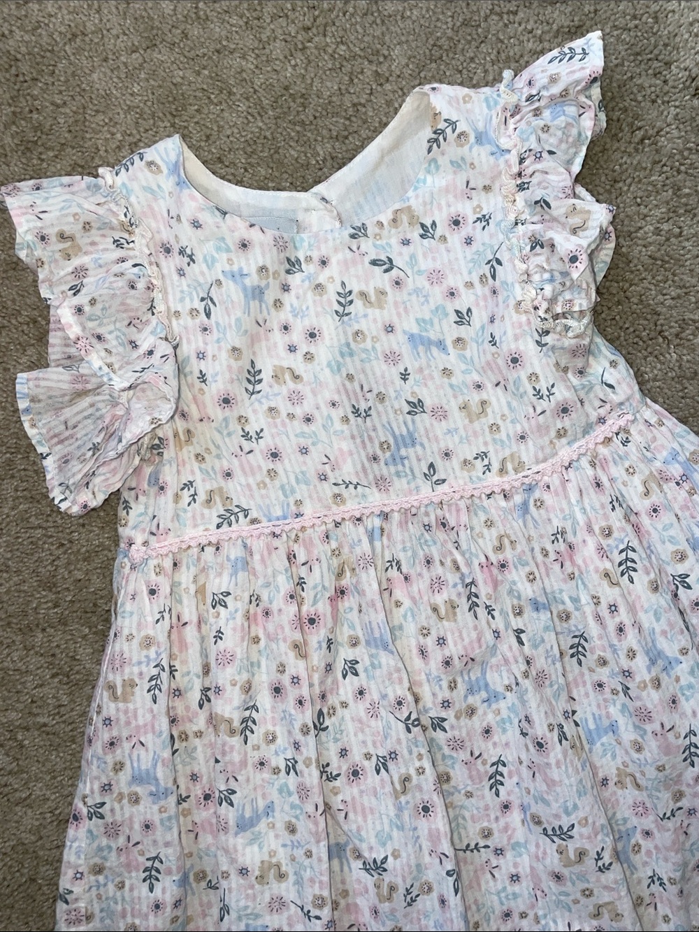Forest Friends Squirrel Deer Floral Sweet Dress